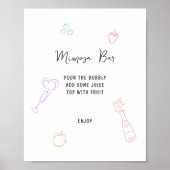 Kleurrijke Pastel Hand getrokken Mimosa Bar Poster (Voorkant)