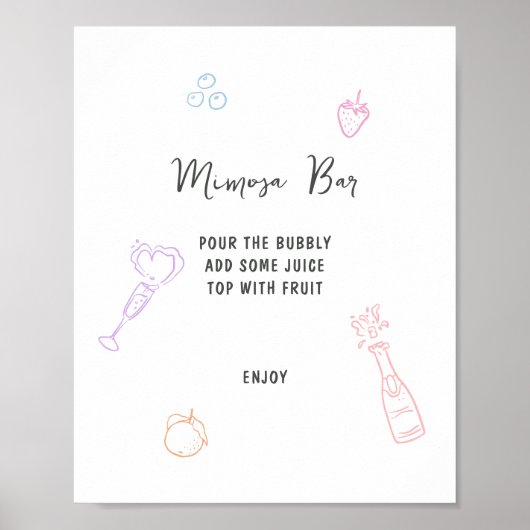 Kleurrijke Pastel Hand getrokken Mimosa Bar Poster (Voorkant)