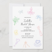 Kleurrijke Pastel Hand getrokken Vrijgezellenfeest Kaart (Voorkant)