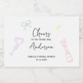 Kleurrijke Pastel Hand getrokken Vrijgezellenfeest Sparkling Wijnetiket (Enkel label)