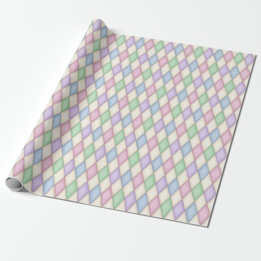 Kleurrijke Pastel Harlequin (kleinschalig) Cadeaupapier (Uitgerold)
