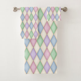 Kleurrijke Pastel Harlequin Patroon Bad Handdoek