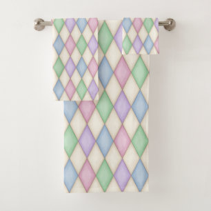 Kleurrijke Pastel Harlequin Patroon Bad Handdoek
