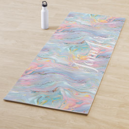 Kleurrijke Pastel Holografische Marmer Wervelingen Yogamat