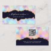 Kleurrijke Pastel Holographic Glitter Agaat Girly Contactkaartje (Voorkant / Achterkant)