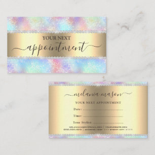 Kleurrijke Pastel Holographic Glitter Diamonds Afsprakenkaartje