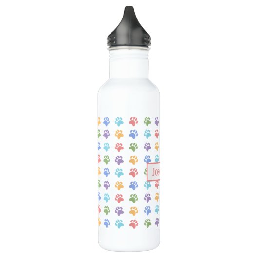 Kleurrijke pastel hond poot prints met aangepaste waterfles (Links)