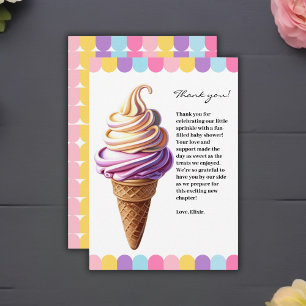 Kleurrijke Pastel Ice Cream Sundae Baby shower Bedankkaart