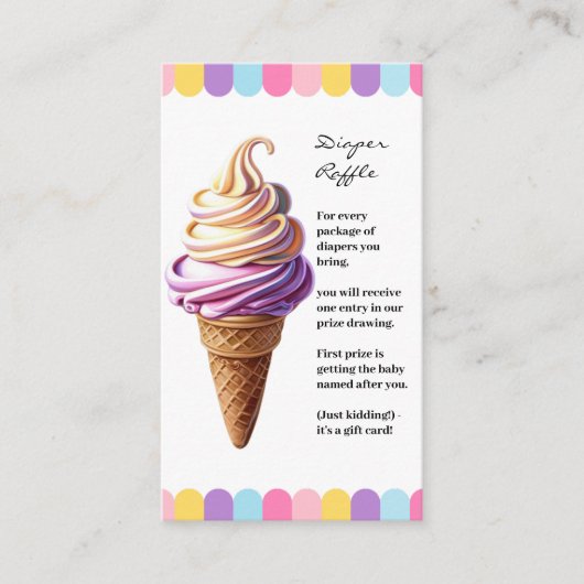 Kleurrijke Pastel Ice Cream Sundae Baby shower Informatiekaartje (Voorkant)