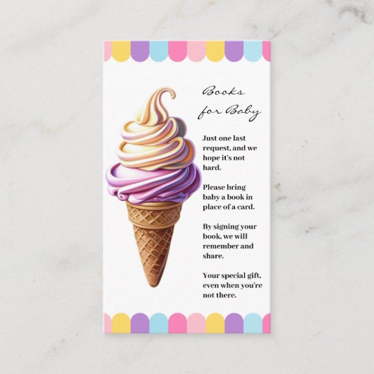 Kleurrijke Pastel Ice Cream Sundae Baby shower Informatiekaartje (Voorkant)