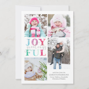 Kleurrijke Pastel JOYFUL GREETINGS 4 Foto's Feestdagenkaart