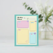 Kleurrijke Pastel Kawaii Schattigee Dagelijkse Pla Briefkaart (Staand voorkant)