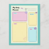 Kleurrijke Pastel Kawaii Schattigee Dagelijkse Pla Briefkaart (Voorkant)