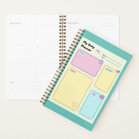 Kleurrijke Pastel Kawaii Schattigee Dagelijkse Pla Planner (Display)