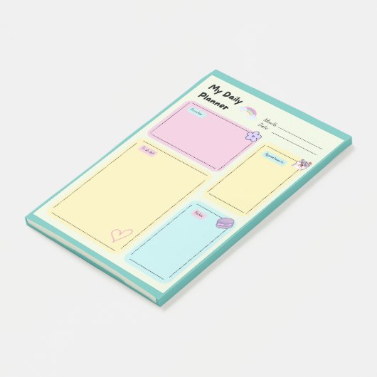 Kleurrijke Pastel Kawaii Schattigee Dagelijkse Pla Post-it® Notes (Schuin)