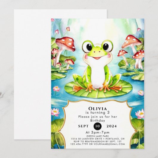 Kleurrijke pastel kikker verjaardag kaart (Voorkant / Achterkant)