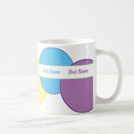 Kleurrijke pastel lente cirkels met jouw naam koffiemok
