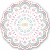 Kleurrijke pastel leraar waardering mandala uil sticker (Voorkant)