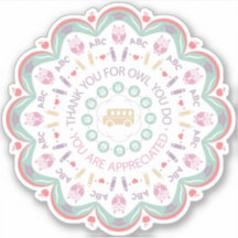 Kleurrijke pastel leraar waardering mandala uil