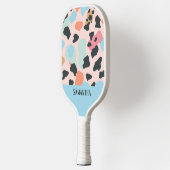 Kleurrijke pastel luipaard print naadloos patroon pickleball paddle (Links)