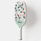 Kleurrijke pastel luipaard print naadloos patroon pickleball paddle (Links)