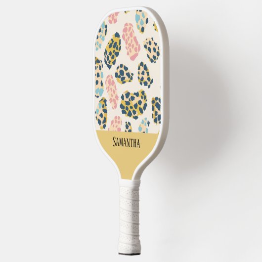 Kleurrijke pastel luipaard print naadloos patroon pickleball paddle (Links)