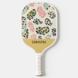 Kleurrijke pastel luipaard print naadloos patroon pickleball paddle