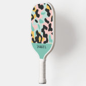 Kleurrijke pastel luipaard print naadloos patroon pickleball paddle (Links)