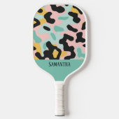 Kleurrijke pastel luipaard print naadloos patroon pickleball paddle (Voorkant)