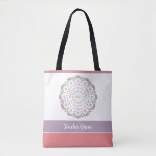 Kleurrijke pastel mandala naam voor waardering van tote bag