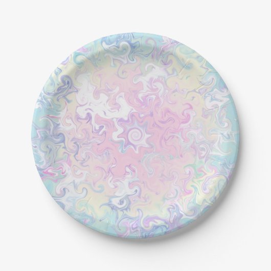 Kleurrijke pastel marmeren wervelingen papieren bordje (Voorkant)