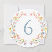 Kleurrijke Pastel Meadow Wild Flower Table Number Kaart (Voorkant)