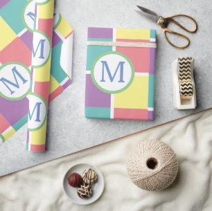 Kleurrijke Pastel Modern Custom Monogram Initiaal Cadeaupapier