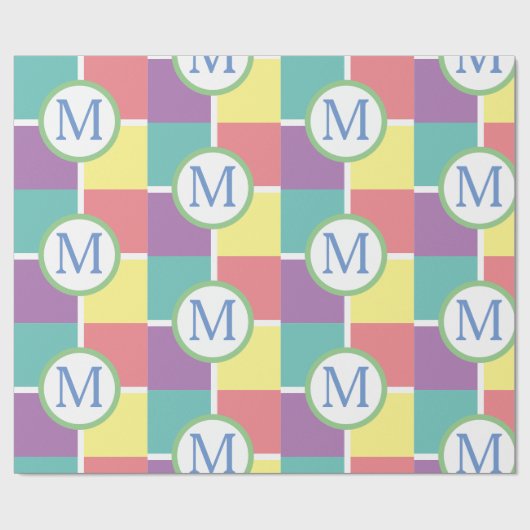 Kleurrijke Pastel Modern Custom Monogram Initiaal Cadeaupapier (Vlak)
