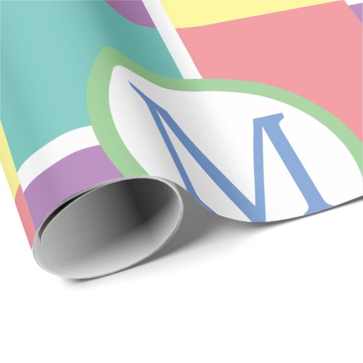Kleurrijke Pastel Modern Custom Monogram Initiaal Cadeaupapier (Rol Hoek)