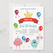 Kleurrijke Pastel Monster Bash Ballon Kinderen Ver Kaart (Voorkant)