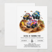 Kleurrijke Pastel Monster Truck Verjaardag Kaart (Voorkant / Achterkant)