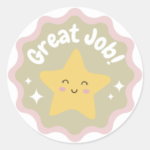 Kleurrijke Pastel Mooie Goed Werk Voor Kinderen Ronde Sticker