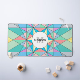 Kleurrijke Pastel Mozaïek Driehoek Ster Monogram Bureaumat