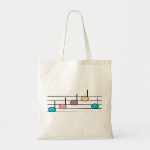 Kleurrijke pastel muzieknoten op notenbalk  tote bag