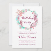 Kleurrijke Pastel Onder het Zee Meisje Verjaardag Kaart (Voorkant)