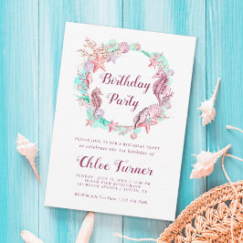 Kleurrijke Pastel Onder het Zee Meisje Verjaardag Kaart