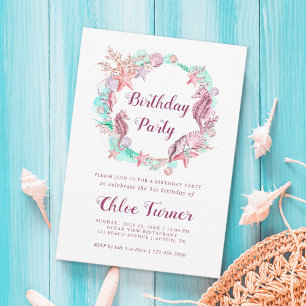 Kleurrijke Pastel Onder het Zee Meisje Verjaardag Kaart