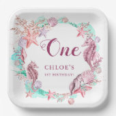 Kleurrijke Pastel Onder het Zee Verjaardag Papieren Bordje (Voorkant)