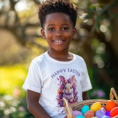 Kleurrijke Pastel Paashaas & Bloemen Custom Naam T-shirt