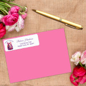 Kleurrijke pastel paashaas & Waterverf bloemen Etiket