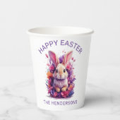 Kleurrijke pastel paashaas & Waterverf bloemen Papieren Bekers (Achterkant)