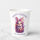 Kleurrijke pastel paashaas & Waterverf bloemen Papieren Bekers (Voorkant)