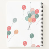 Kleurrijke pastel partij ballonnen gepersonaliseer notitieboek (Achterkant)