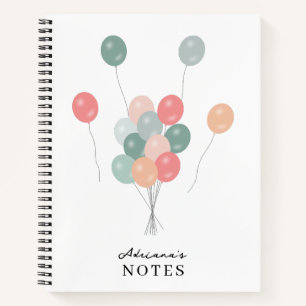 Kleurrijke pastel partij ballonnen gepersonaliseer notitieboek
